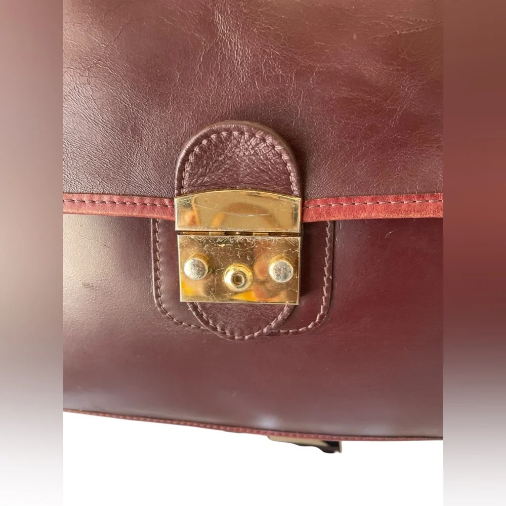 Mulholland Brothers Messenger Bag Satchel Briefcase Brown Leather